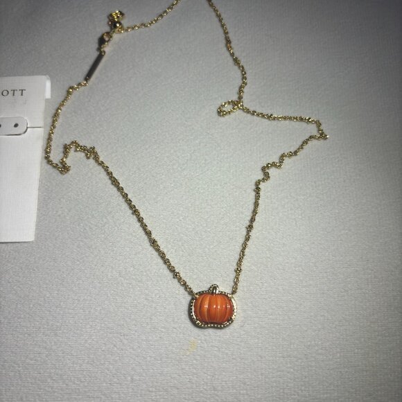 Kendra Scott Gold and Orange Pumpkin Necklace - Picture 2 of 3